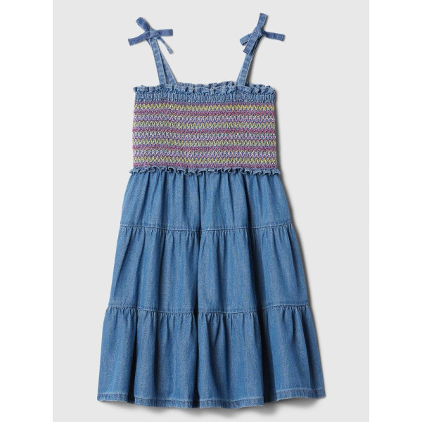 GAP - Baby chambray midi šaty - Modrá