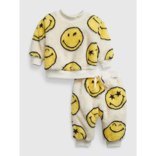 GAP - Baby plyšová souprava GAP × SmileyWorld® - Béžová