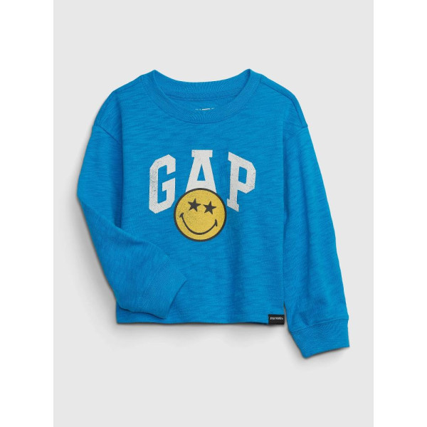 GAP - Baby tričko GAP × SmileyWorld® - Modrá