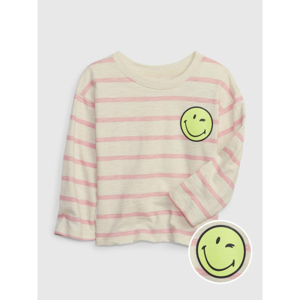 GAP - Baby tričko GAP × SmileyWorld® - Růžová