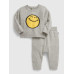 GAP - Baby pletená souprava GAP × SmileyWorld® - Šedá