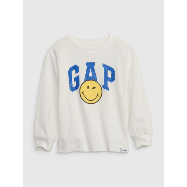 GAP - Baby tričko GAP × SmileyWorld® - Bílá