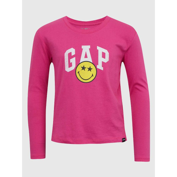 GAP - Dětské tričko GAP × SmileyWorld® - Růžová