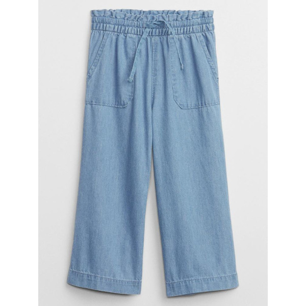 GAP - Baby široké chambray kalhoty - Modrá