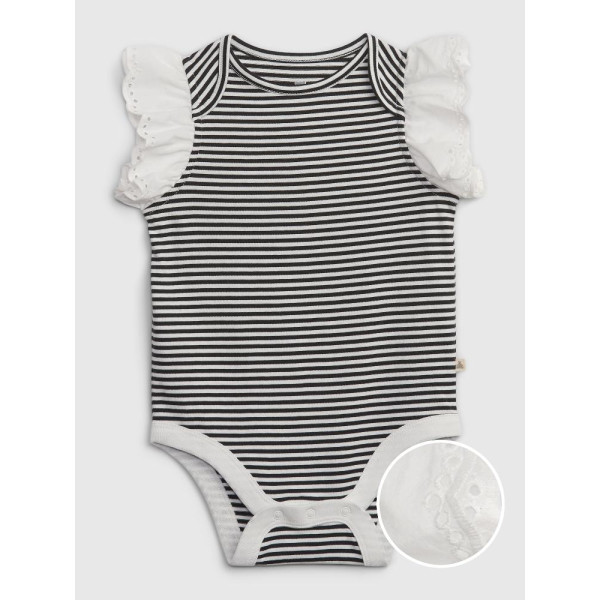 GAP - Baby pruhované body s volánky - Černá