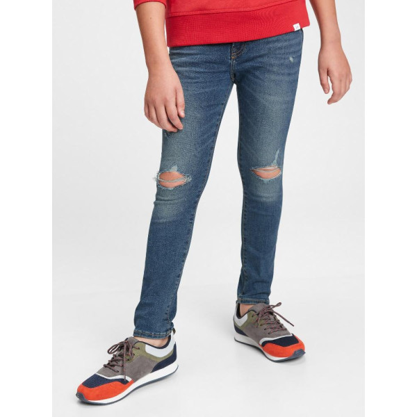 GAP - Dětské džíny super skinny destructed - Modrá