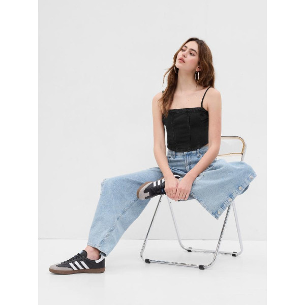 GAP - Džínový korzetový crop top - Černá