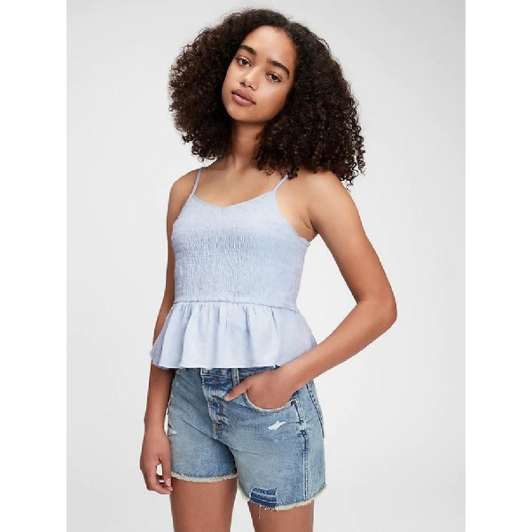 GAP - Teen top organic cotton cinched cami - Modrá