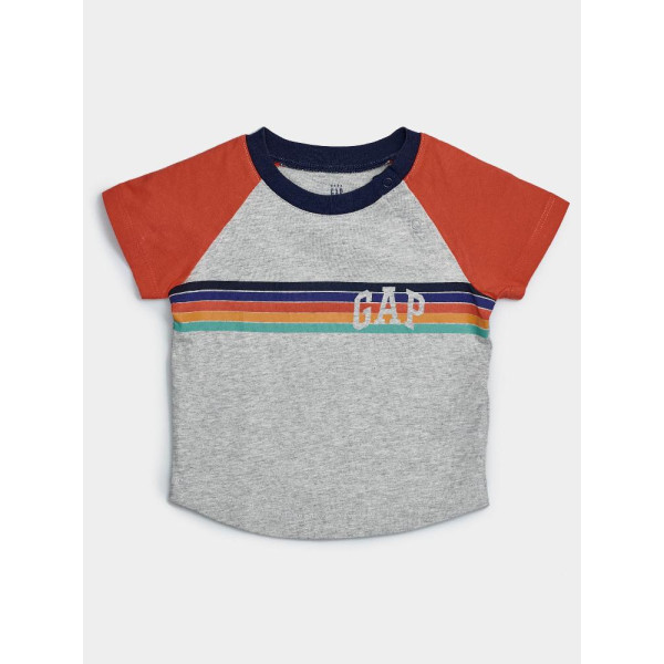 GAP - Baby tričko GAP logo raglan - Šedá