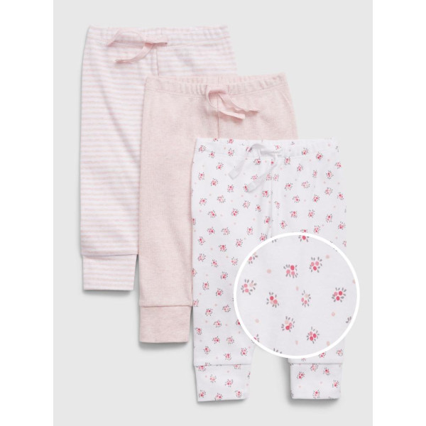 GAP - Baby tepláky organic, 3 ks - Růžová