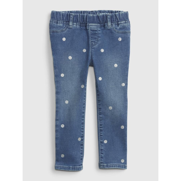 GAP - Baby džíny joggers s puntíky - Modrá