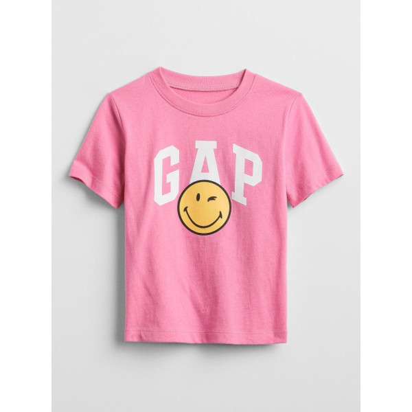 GAP - Baby tričko GAP & SmileyWorld® - Růžová