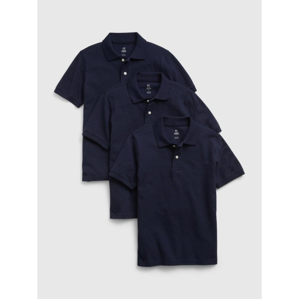 GAP - Dětská polo trička uniform organic, 3 ks - Tmavě modrá