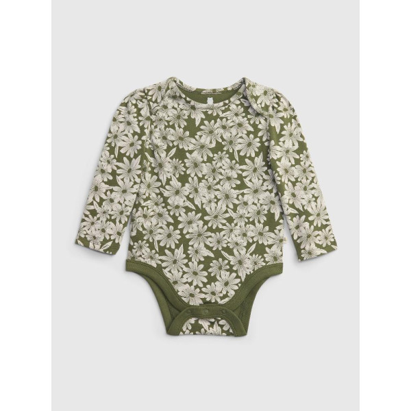 GAP - Baby body organic s květy - Zelená