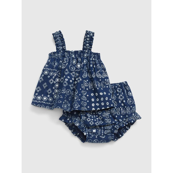 GAP - Baby lněný vzorovaný set - Tmavě modrá