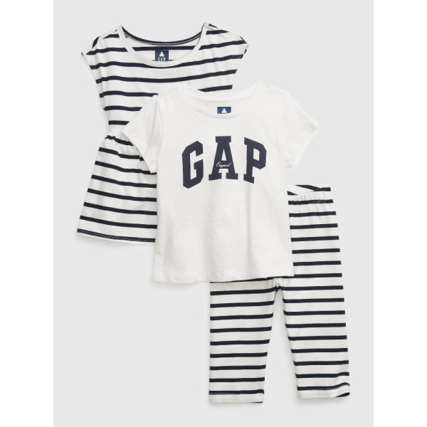 GAP - Baby pruhovaný letní outfit - Bílá